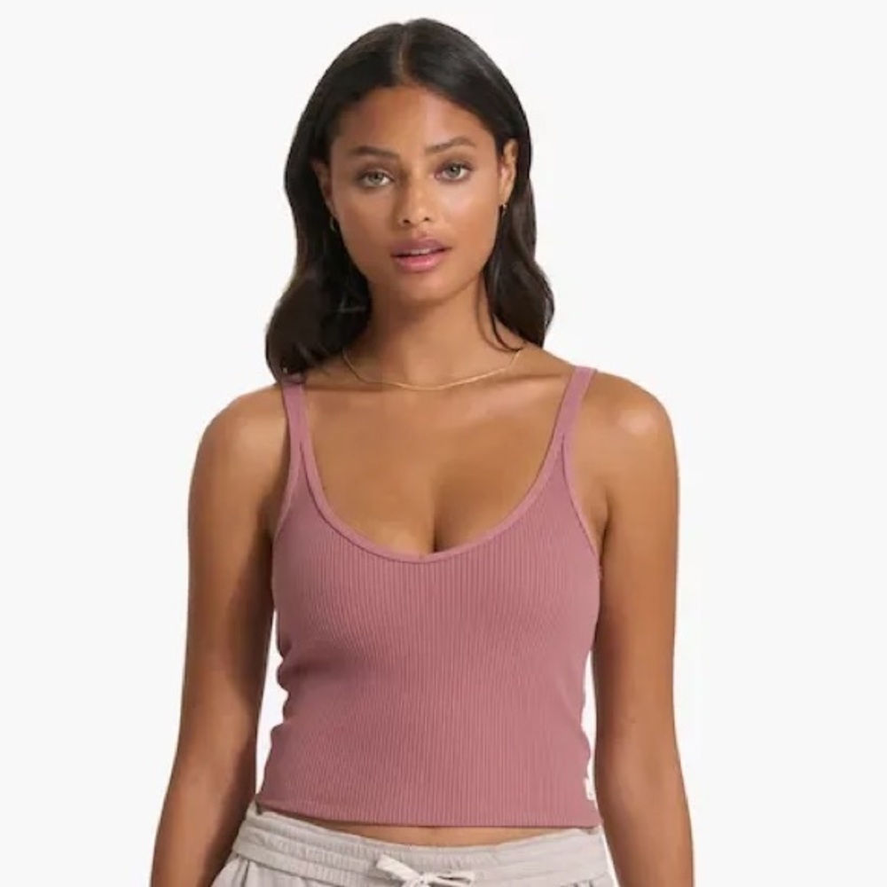 NWT Vuori Women’s Ribbed Cropped Tank in Light Blush Pink Marsala Sz XS